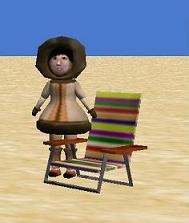 eskimo girl with beach chair