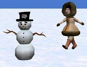 eskimo girl with a snowman