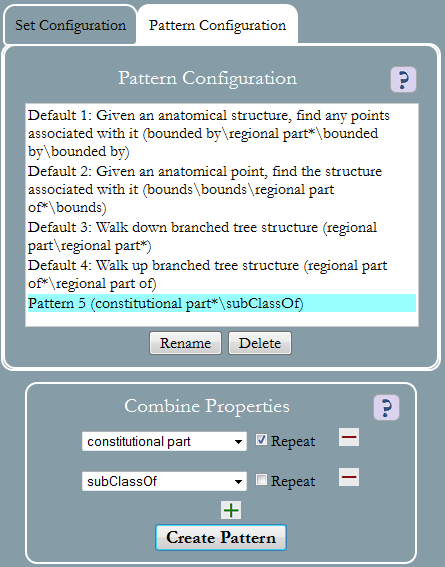Screenshot of Pattern Config layout