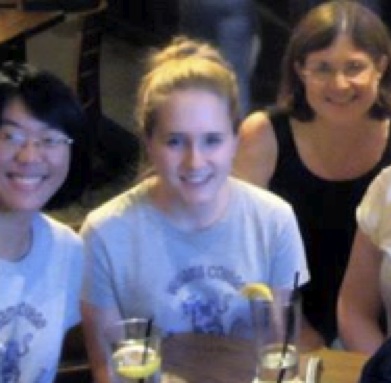 A photograph of me, one of my Williams classmates, and one of my professors taken at the Grace Hopper Celebration of women in computing 2012